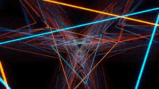 Bezešvé smyčka pohybu trojúhelníky tunel rotující v různých směrech v do oranžové barvy schématu — Stock video
