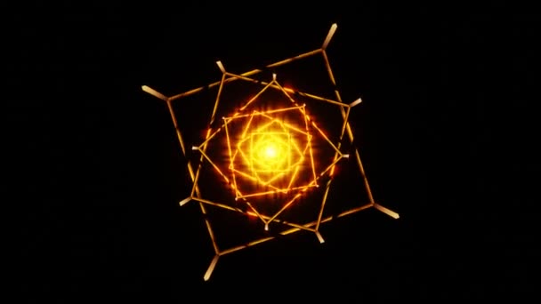 Movimento continuo Loop quadrati nidificati luminosi rotanti con bagliore brillante dorato — Video Stock