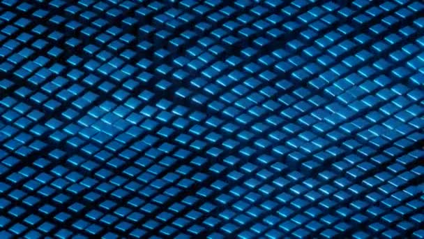 Анимированная волна движущаяся структура глубоких голубых кубиков. Цикл трехмерного рендеринга — стоковое видео