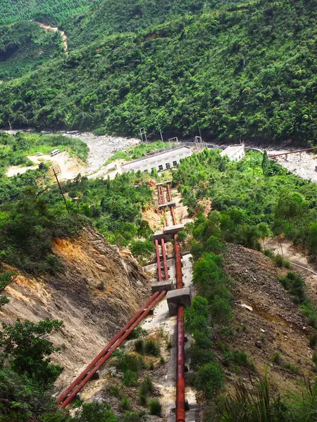 Water channel of hydropower station at foothill — Stock Photo, Image