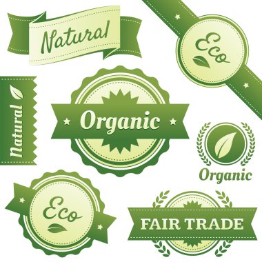 High Quality Natural, Organic, Eco, and Fair Trade Labels clipart
