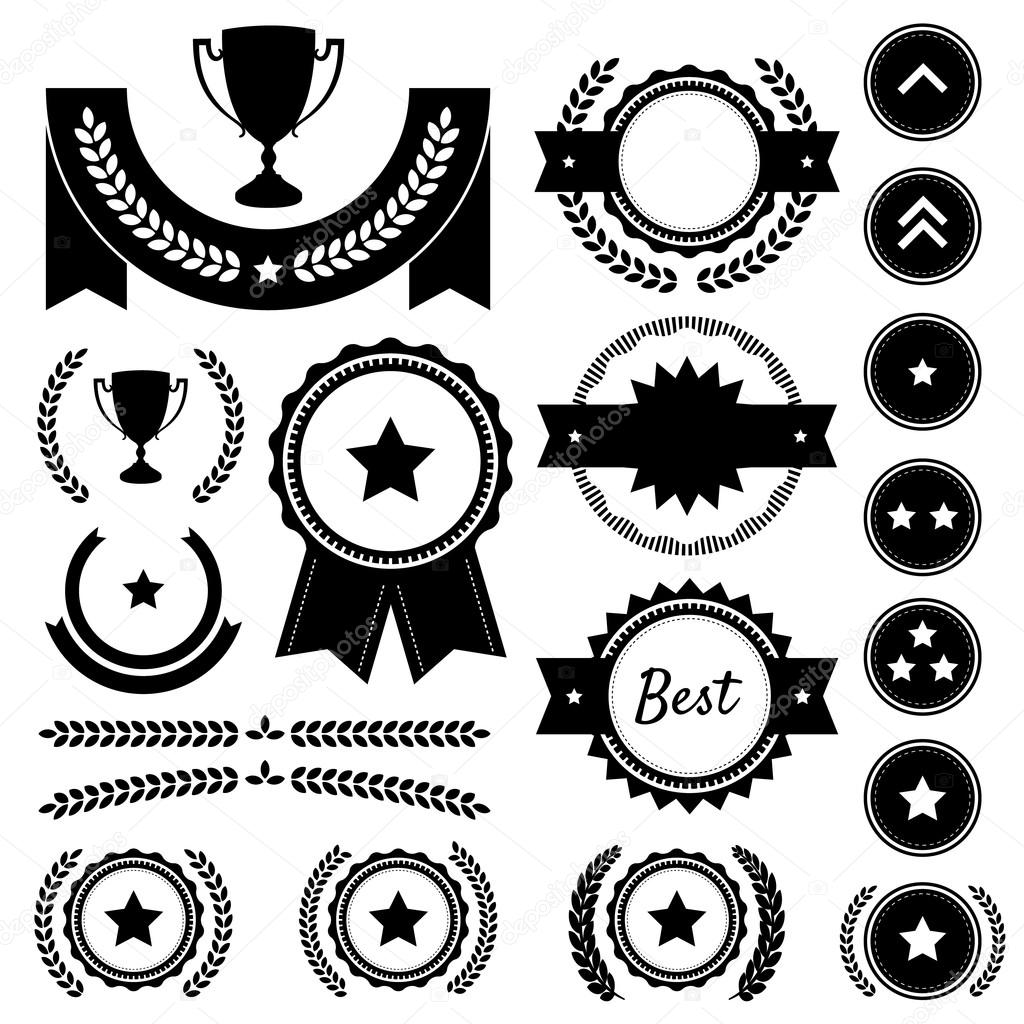 Award, Competition, and Rank Silhouette Element Vector Set