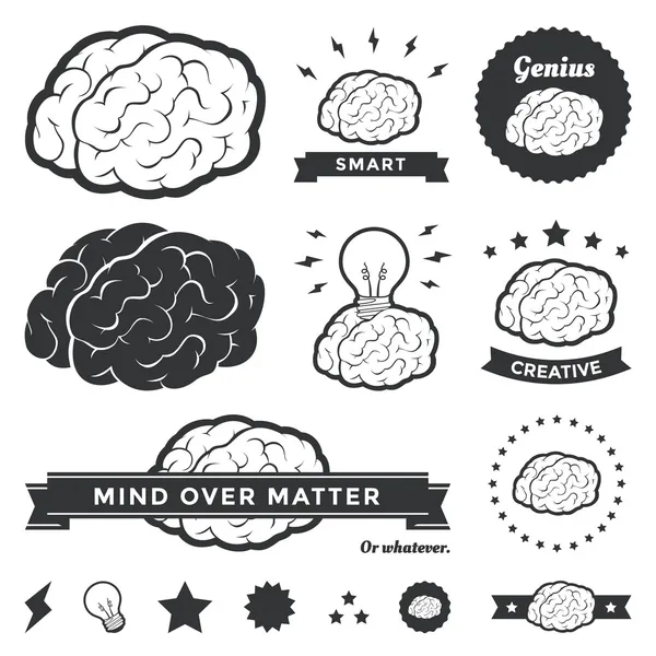 Vector Brain Badges and Label Collection Royalty Free Stock Vectors