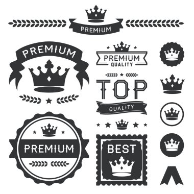 Sigorta primi Crown rozetleri ve vektör öğe koleksiyonu