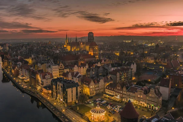 Gdansk Avonds Van Bovenaf — Stockfoto