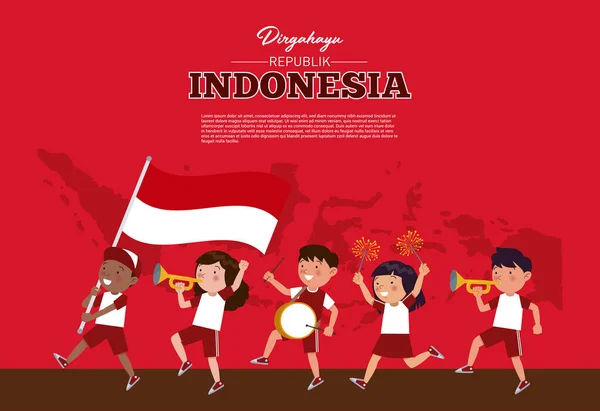 Bir Grup Endonezyalı Çocuk Müzik Yapıyor Içlerinden Biri Endonezya Nın — Stok Vektör