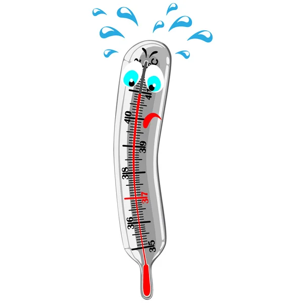 Termômetro de mercúrio mostrando alta temperatura, ilustração vetorial isolada em fundo branco — Vetor de Stock
