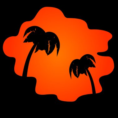 simge palmiye ağaçları ve turuncu günbatımı