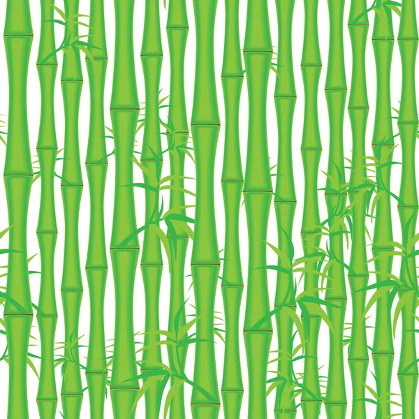 Steli di bambù e foglie senza soluzione di continuità modello di sfondo — Vettoriale Stock