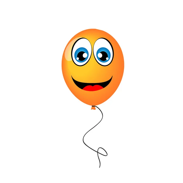 Vector illustration of yellow balloon with eyes and smile on a white background — Stock Vector