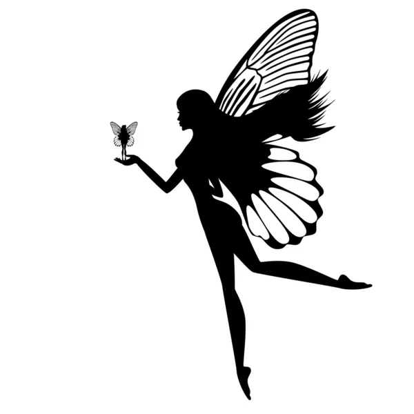 Silhouette of a fairy isolated on white background — Wektor stockowy