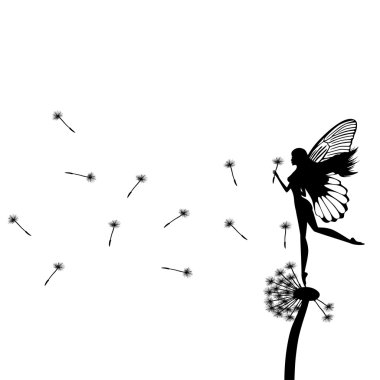 Little fairy dancing on a dandelion clipart