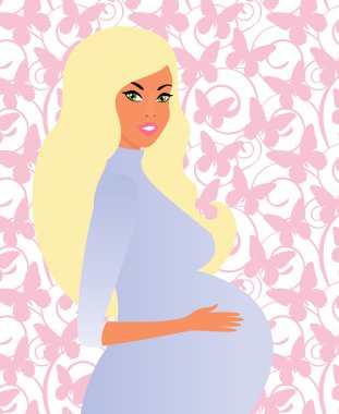 güzel hamile kadınlar profil, vektör