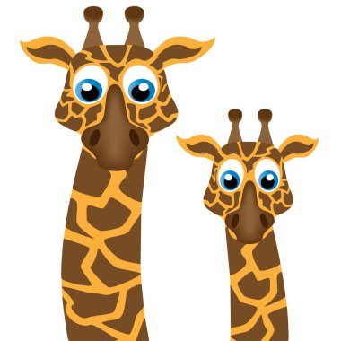 iki komik zürafa, vektör çizim
