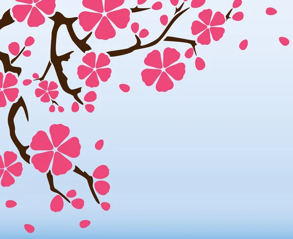 Background with flowering branch of sakura, vector illustration — Stock Vector