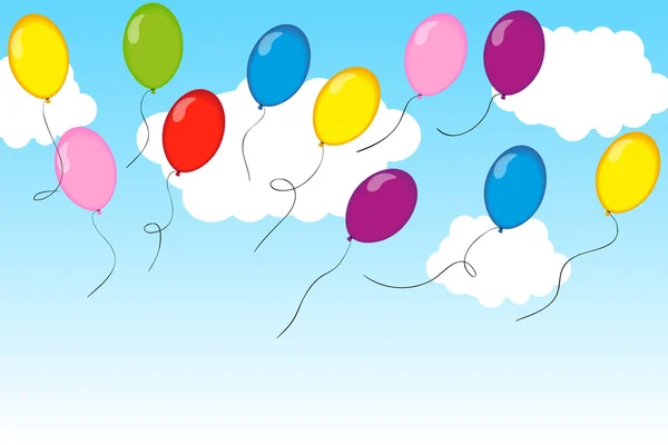 Palloncini multicolori che volano in aria. Illustrazione vettoriale . — Vettoriale Stock