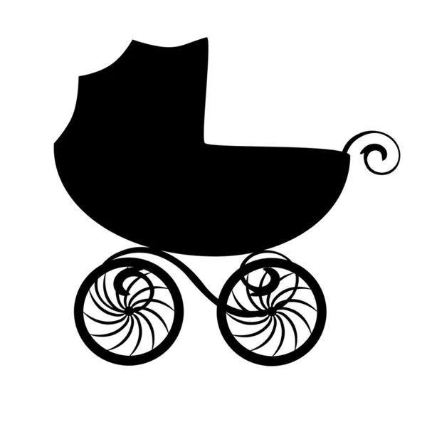 Isolierte schwarze Kinderwagensilhouette — Stockvektor