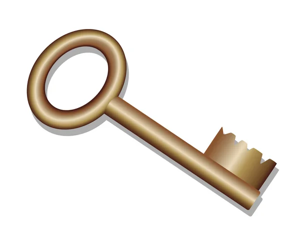 Stary złoty klucz izolowany na białym tle — Wektor stockowy