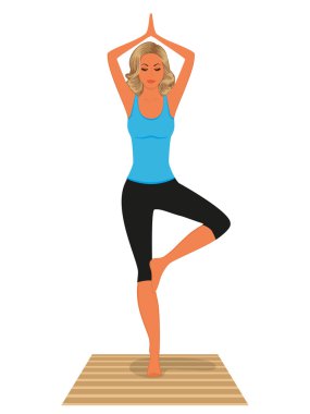 genç kadın üzerinde beyaz izole yoga uygulamak