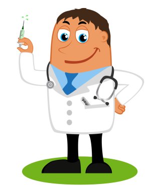 Doktor ve şırınga ile çizim