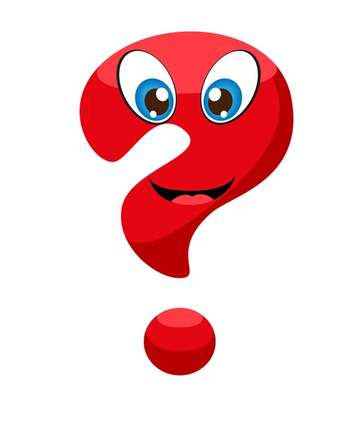 Cute red question mark with eyes and a smile. — Stock Vector