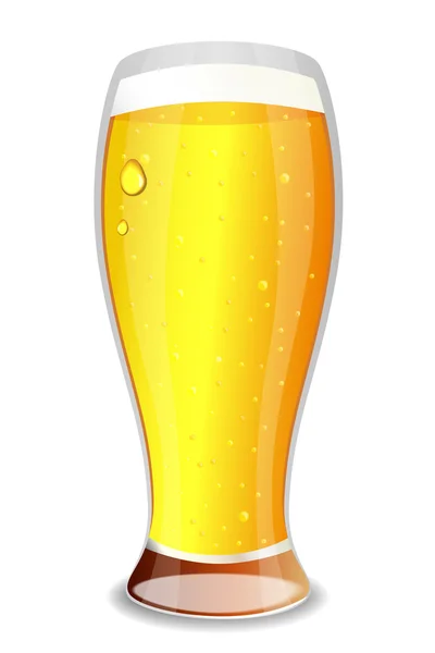 孤立的喝到爽口的啤酒与滴在白色背景上 — 图库矢量图片