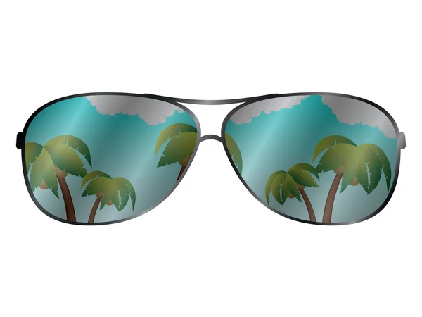 矢量太阳眼镜用热带棕榈树反射 — 图库矢量图片