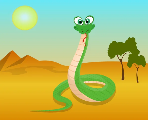 Ilustración de una serpiente divertida en la arena — Vector de stock