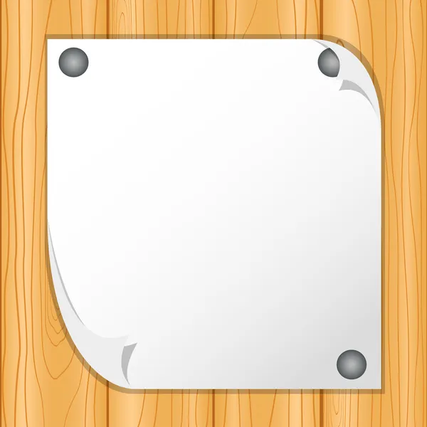 Prázdný list papíru na dřevěné stěně - vektor — Stockový vektor