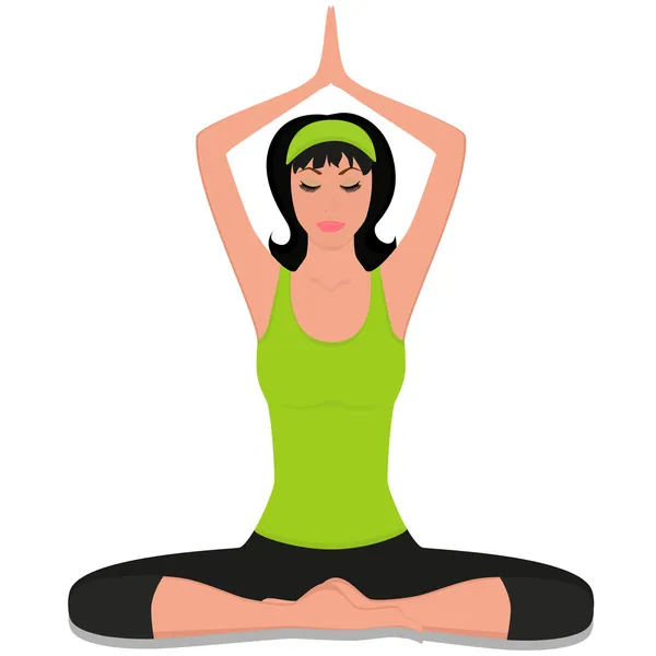Jonge vrouw beoefenen van yoga geïsoleerd op wit — Stockvector