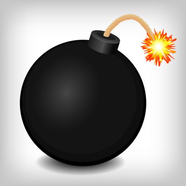 Black bomb about to explode clipart