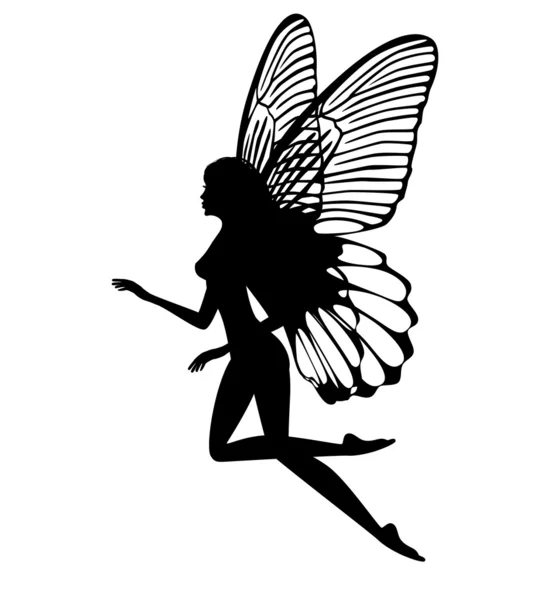 Silhouette of a fairy isolated on white background — Stock Vector