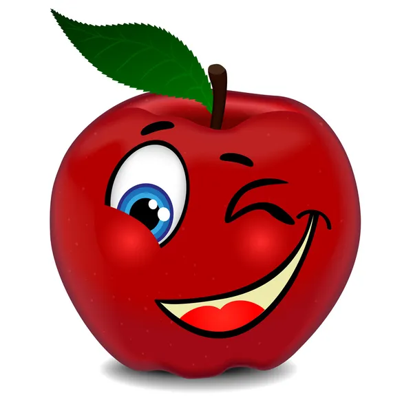 Manzana roja guiña el ojo — Vector de stock