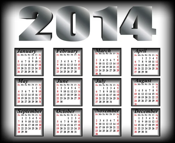 Calendario para un nuevo año 2014 — Vector de stock