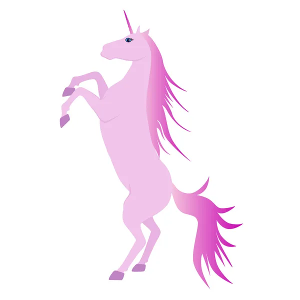 Vector Illustration of beautiful pink unicorn rearing up — Stock Vector