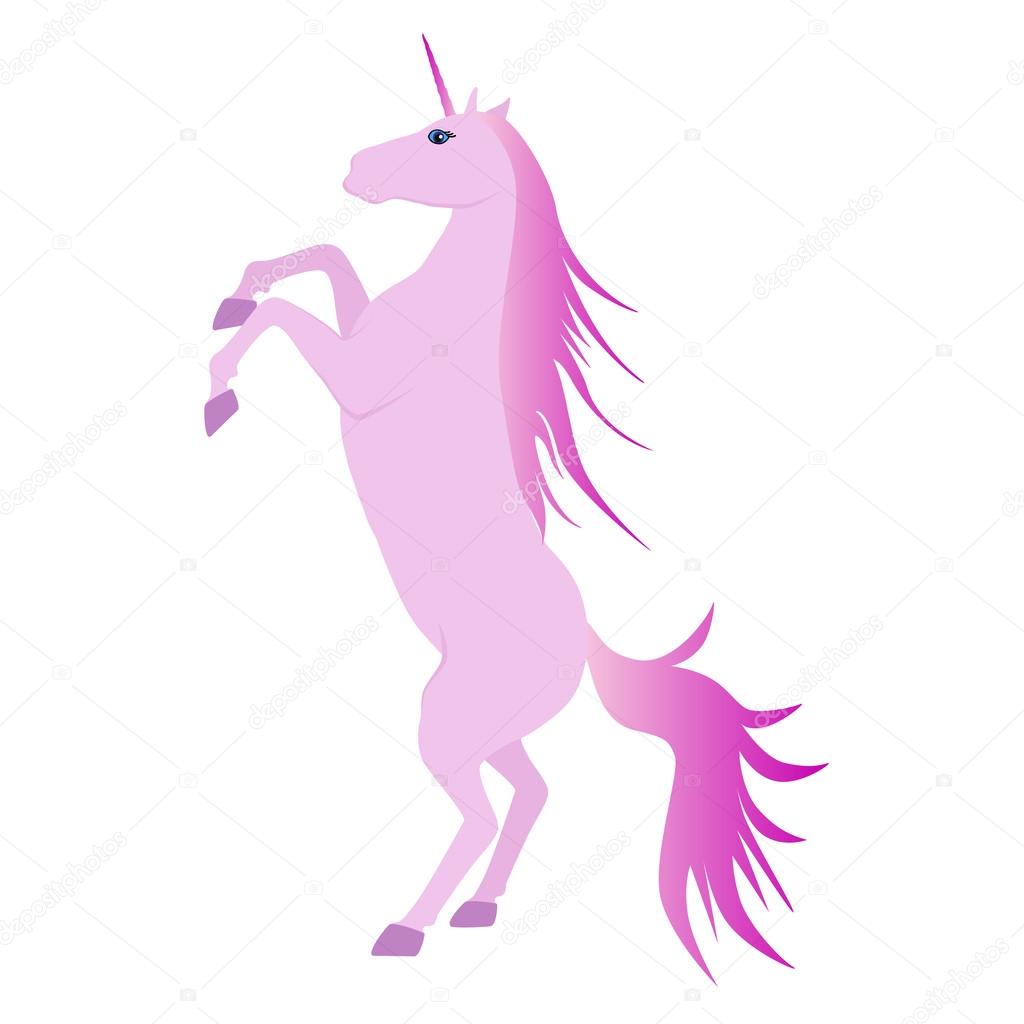 Download Vector Illustration of beautiful pink unicorn rearing up ...