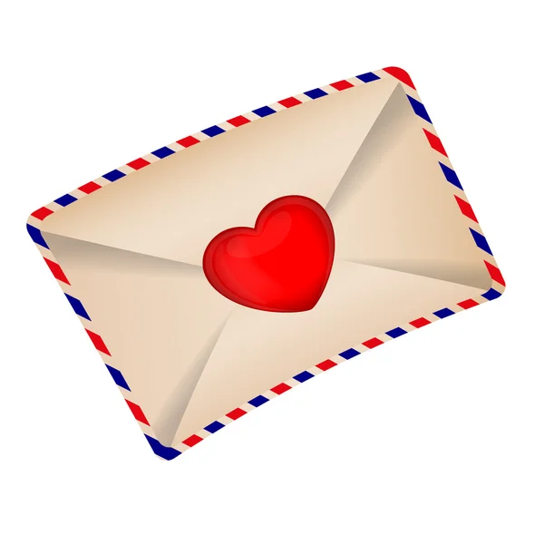 Envelope with red heart for valentine day - vector icon — Stock Vector