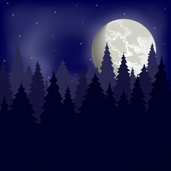Forest and night sky — Stock Vector