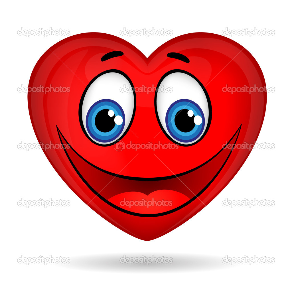 Funny red heart with eyes and a smile