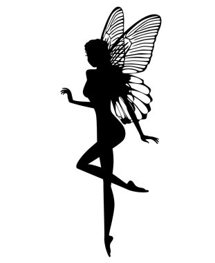 Silhouette of a fairy isolated on white background clipart