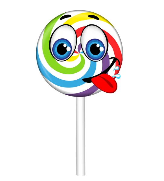 Colorful lollipop with eyes and smile, vector illustration — Stock Vector
