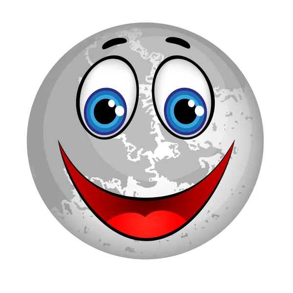 Planeta sorridente Lua Caráter dos desenhos animados . — Vetor de Stock