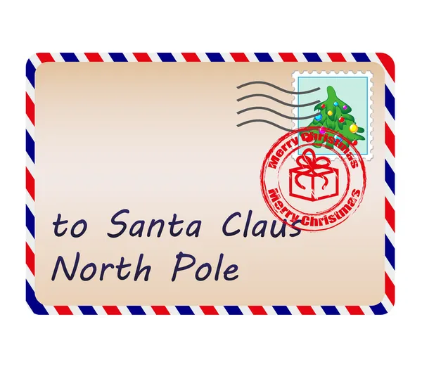 Letter to Santa Claus with stamps and postage mark — Stock Vector