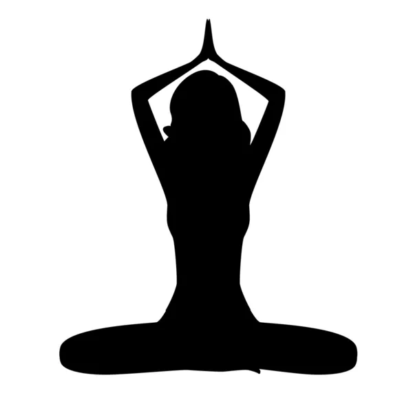 Silhouette Fiatal nő gyakorló jóga — Stock Vector