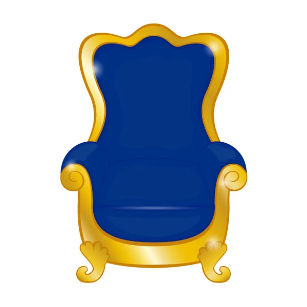 Sillón antiguo azul sobre fondo blanco — Vector de stock