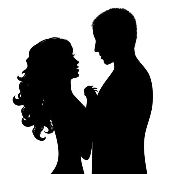 Silhouette un couple heureux — Image vectorielle