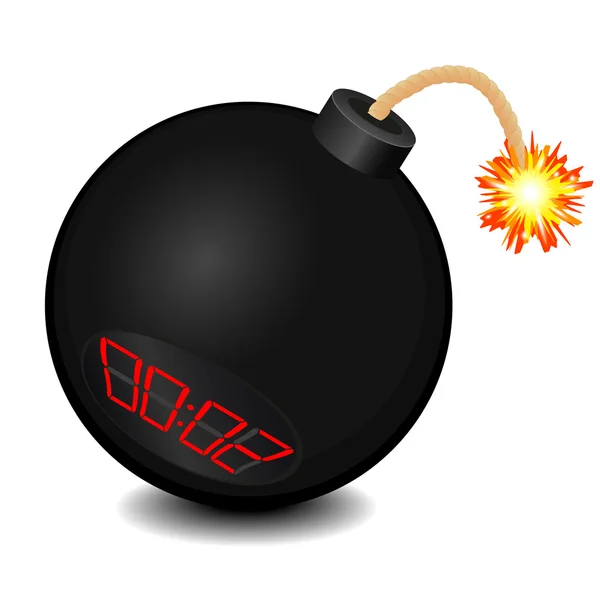 Bomba negra a punto de explotar — Vector de stock