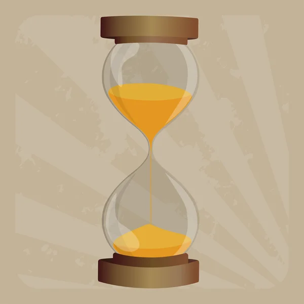 Old-fashioned hourglass in retro frame — Stock Vector