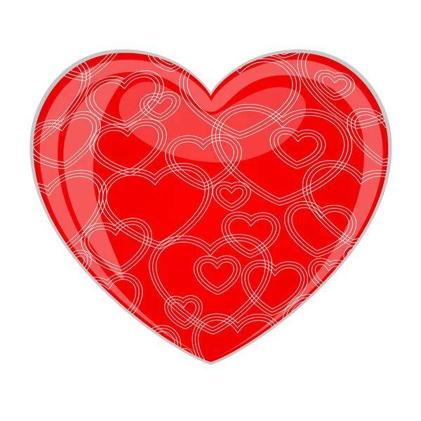 Coeur rouge brillant avec motif — Image vectorielle