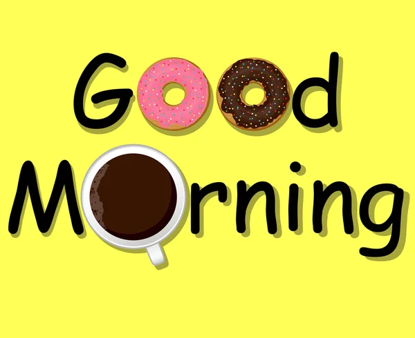 Goedemorgen! koffie en donuts, vector — Stockvector